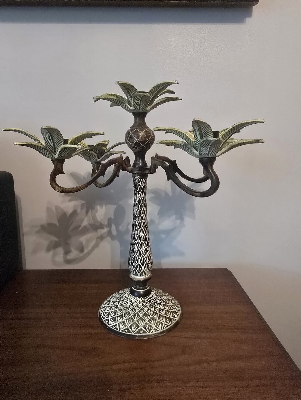 Vintage Mikasa 5 Arm Candelabra, Metal, 12in Tall, 4+lbs